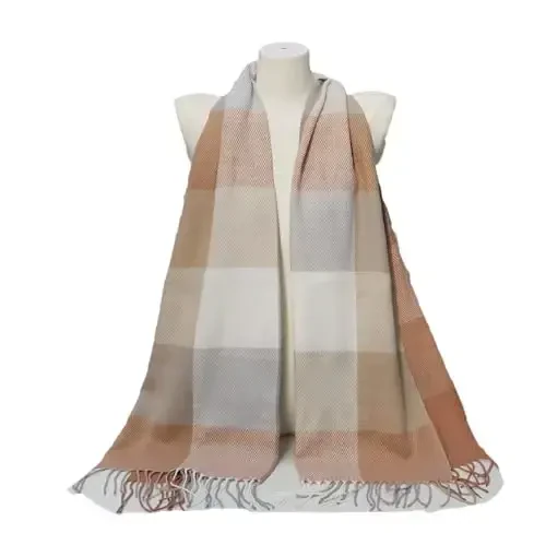 Wander Agio Women's Fashion Scarves Long Shawl Winter Thick Warm Knit Large Plaid Scarf - 2