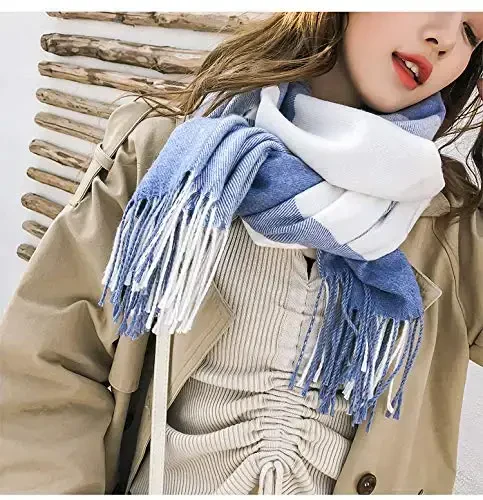 Wander Agio Women's Fashion Scarves Long Shawl Winter Thick Warm Knit Large Plaid Scarf - WANDER (1)