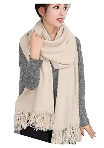 Wander Agio Women's Warm Long Scarves Winter Scarfs Pure Color Scarf Tassel 