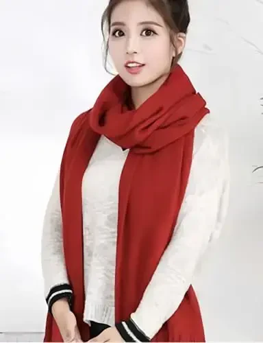 Wander Agio Women's Warm Long Scarves Winter Scarfs Pure Color Scarf Tassel - 4
