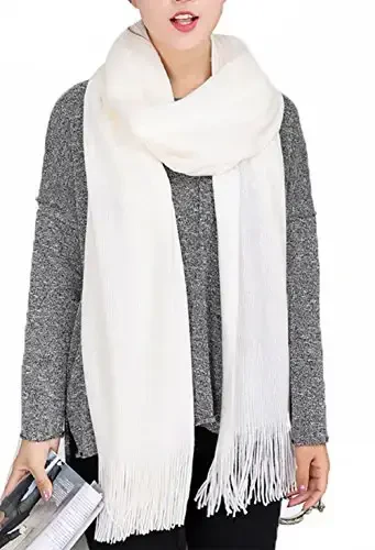 Wander Agio Women's Warm Long Scarves Winter Scarfs Pure Color Scarf Tassel 