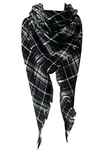 Wander Agio Womens Warm Long Shawl Winter Wraps Large Scarves Knit CasModazoneere Feel Plaid Triangle Scarf - 1