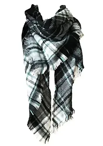 Wander Agio Womens Warm Long Shawl Winter Wraps Large Scarves Knit CasModazoneere Feel Plaid Triangle Scarf - 1