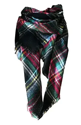 Wander Agio Womens Warm Long Shawl Winter Wraps Large Scarves Knit CasModazoneere Feel Plaid Triangle Scarf 