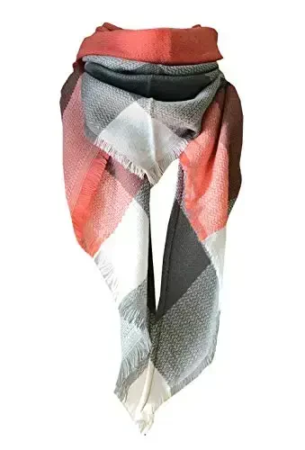 Wander Agio Womens Warm Long Shawl Winter Wraps Large Scarves Knit CasModazoneere Feel Plaid Triangle Scarf - 1