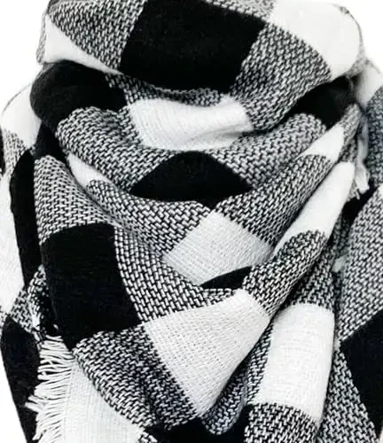 Wander Agio Womens Warm Long Shawl Winter Wraps Large Scarves Knit CasModazoneere Feel Plaid Triangle Scarf - 4