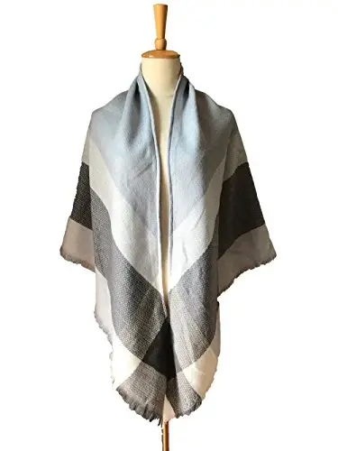 Wander Agio Womens Warm Long Shawl Winter Wraps Large Scarves Knit CasModazoneere Feel Plaid Triangle Scarf - 6
