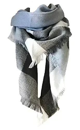 Wander Agio Womens Warm Long Shawl Winter Wraps Large Scarves Knit CasModazoneere Feel Plaid Triangle Scarf - WANDER AGIO