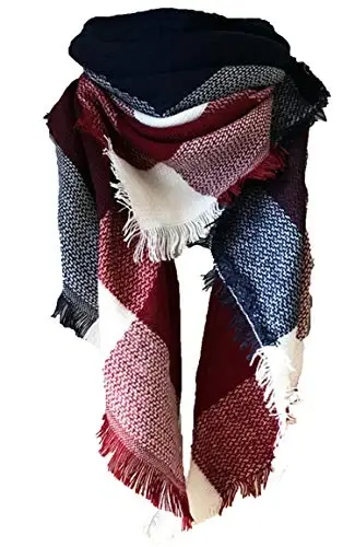 Wander Agio Womens Warm Long Shawl Winter Wraps Large Scarves Knit CasModazoneere Feel Plaid Triangle Scarf 