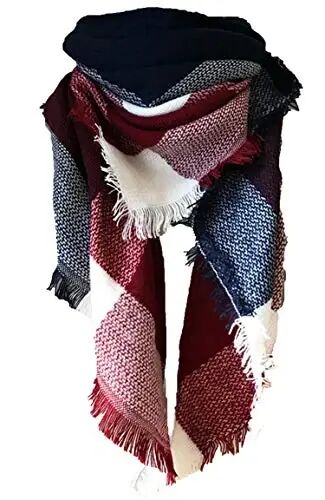 Wander Agio Womens Warm Long Shawl Winter Wraps Large Scarves Knit CasModazoneere Feel Plaid Triangle Scarf - WANDER AGIO
