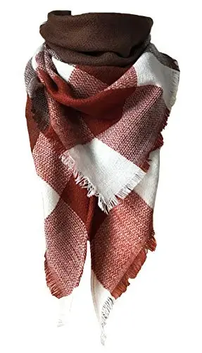 Wander Agio Womens Warm Long Shawl Winter Wraps Large Scarves Knit CasModazoneere Feel Plaid Triangle Scarf - 1