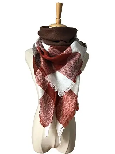 Wander Agio Womens Warm Long Shawl Winter Wraps Large Scarves Knit CasModazoneere Feel Plaid Triangle Scarf - 3