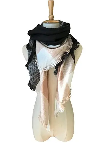 Wander Agio Womens Warm Long Shawl Winter Wraps Large Scarves Knit CasModazoneere Feel Plaid Triangle Scarf - 3