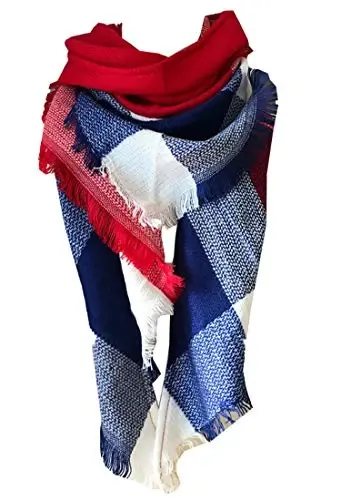 Wander Agio Womens Warm Long Shawl Winter Wraps Large Scarves Knit CasModazoneere Feel Plaid Triangle Scarf 