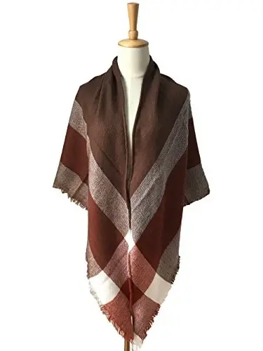 Wander Agio Womens Warm Long Shawl Winter Wraps Large Scarves Knit CasModazoneere Feel Plaid Triangle Scarf - WANDER AGIO (1)