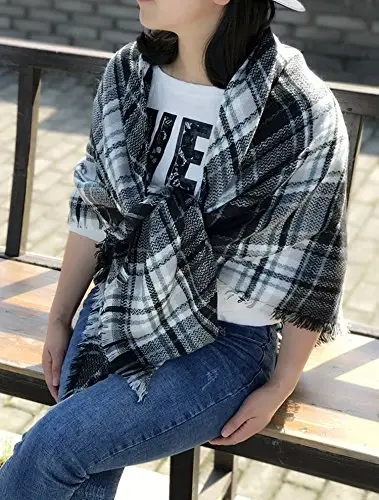 Wander Agio Womens Warm Long Shawl Winter Wraps Large Scarves Knit CasModazoneere Feel Plaid Triangle Scarf - WANDER (1)