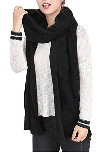 Wander Agio Women's Warm Scarves Long Shawl Winter Warm Large Scarf Pure Color - 1