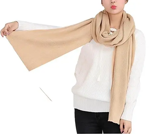 Wander Agio Women's Warm Scarves Long Shawl Winter Warm Large Scarf Pure Color - 2
