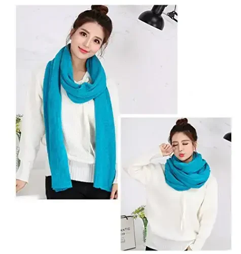 Wander Agio Women's Warm Scarves Long Shawl Winter Warm Large Scarf Pure Color - WANDER AGIO (1)