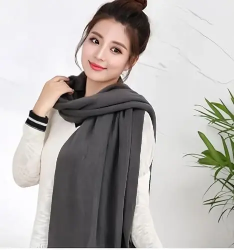 Wander Agio Women's Warm Scarves Long Shawl Winter Warm Large Scarf Pure Color - 3