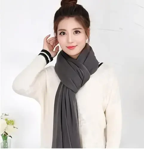 Wander Agio Women's Warm Scarves Long Shawl Winter Warm Large Scarf Pure Color - 4