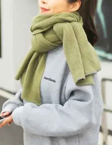 Wander Agio Women's Warm Scarves Long Shawl Winter Warm Large Scarf Pure Color - WANDER AGIO (1)