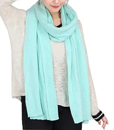 Wander Agio Women's Warm Scarves Long Shawl Winter Warm Large Scarf Pure Color - 1