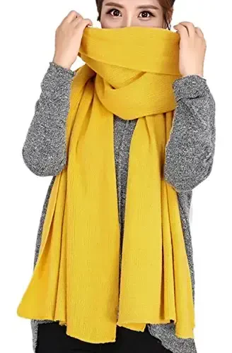 Wander Agio Women's Warm Scarves Long Shawl Winter Warm Large Scarf Pure Color - 1