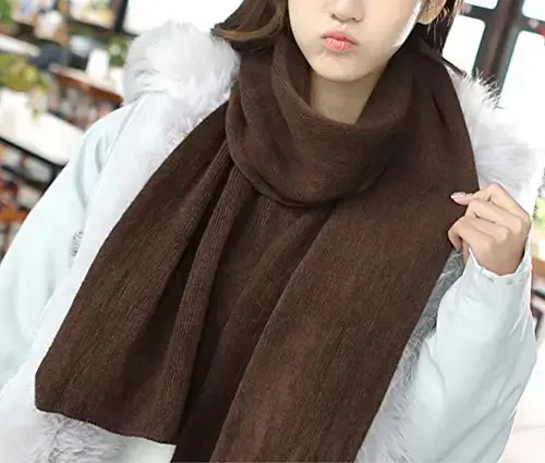 Wander Agio Women's Warm Scarves Long Shawl Winter Warm Large Scarf Pure Color - 3