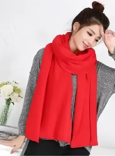 Wander Agio Women's Warm Scarves Long Shawl Winter Warm Large Scarf Pure Color - 4