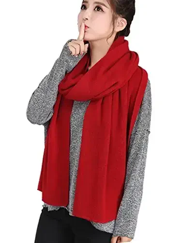 Wander Agio Women's Warm Scarves Long Shawl Winter Warm Large Scarf Pure Color - WANDER AGIO