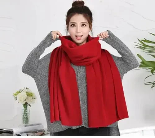 Wander Agio Women's Warm Scarves Long Shawl Winter Warm Large Scarf Pure Color - 2