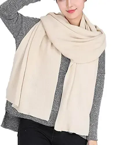 Wander Agio Women's Warm Scarves Long Shawl Winter Warm Large Scarf Pure Color - 1