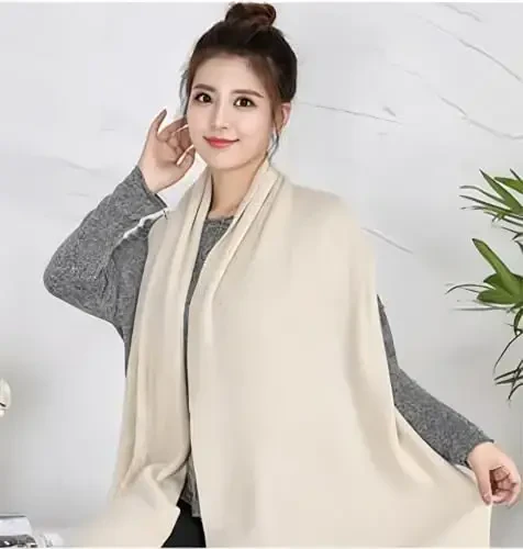 Wander Agio Women's Warm Scarves Long Shawl Winter Warm Large Scarf Pure Color - 2