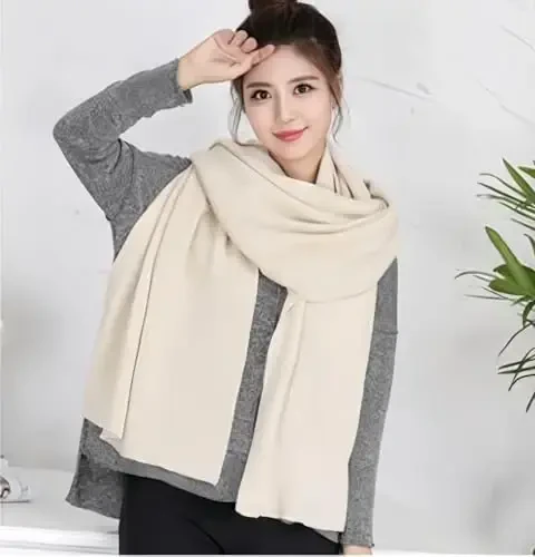 Wander Agio Women's Warm Scarves Long Shawl Winter Warm Large Scarf Pure Color - 4