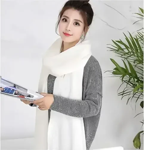 Wander Agio Women's Warm Scarves Long Shawl Winter Warm Large Scarf Pure Color - 3