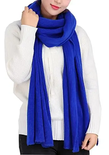 Wander Agio Women's Warm Scarves Long Shawl Winter Warm Large Scarf Pure Color - 1