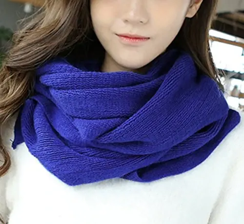 Wander Agio Women's Warm Scarves Long Shawl Winter Warm Large Scarf Pure Color - 3