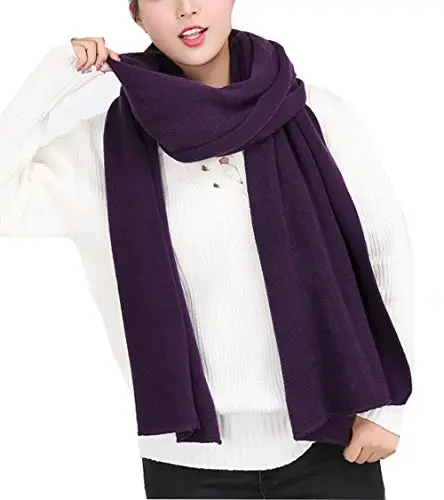 Wander Agio Women's Warm Scarves Long Shawl Winter Warm Large Scarf Pure Color - 1