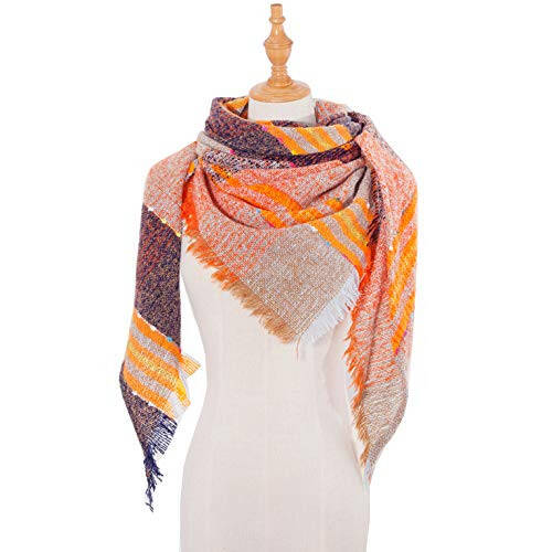 Wander Agio Womens Winter Scarfs Warm Scarf Half Shawls Triangle Scarves Stripe Plaid - 3