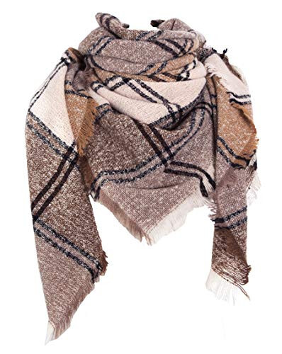 Wander Agio Womens Winter Scarfs Warm Scarf Half Shawls Triangle Scarves Stripe Plaid - 1