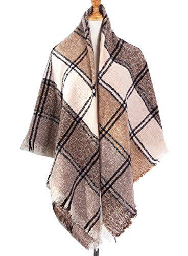 Wander Agio Womens Winter Scarfs Warm Scarf Half Shawls Triangle Scarves Stripe Plaid - 2