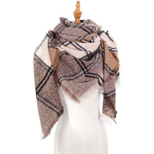 Wander Agio Womens Winter Scarfs Warm Scarf Half Shawls Triangle Scarves Stripe Plaid - 3