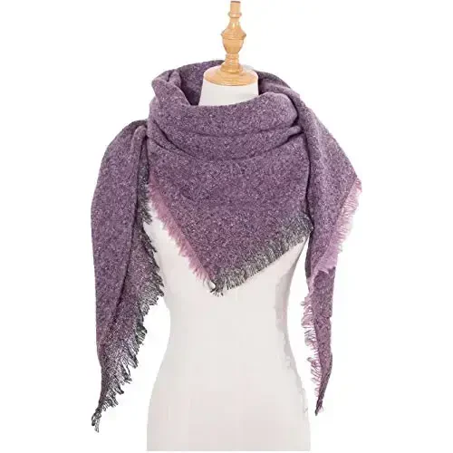 Wander Agio Womens Winter Scarfs Warm Scarf Half Shawls Triangle Scarves Stripe Plaid - 3