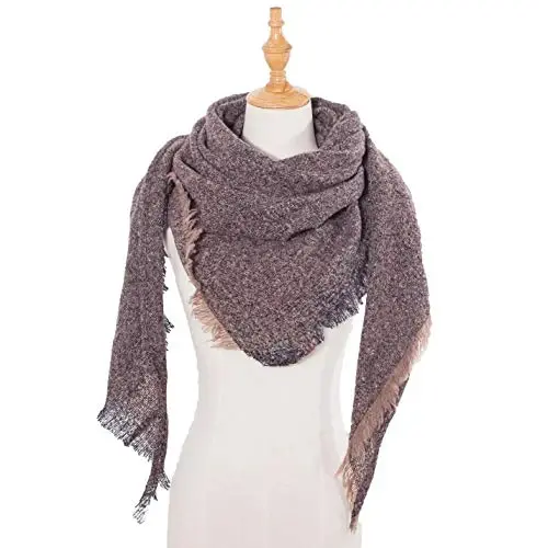 Wander Agio Womens Winter Scarfs Warm Scarf Half Shawls Triangle Scarves Stripe Plaid - 3