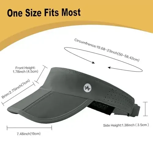WANDER Sports Sun Visor Hats Adjustable Running Golf Tennis Mesh Folding Cap for Women Men - 3