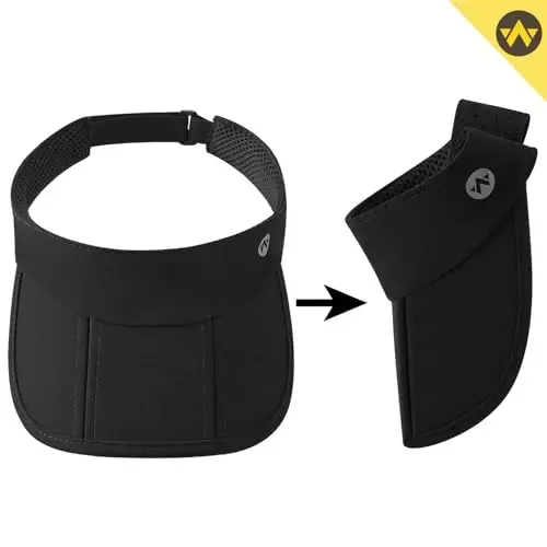 WANDER Sports Sun Visor Hats Adjustable Running Golf Tennis Mesh Folding Cap for Women Men - 2