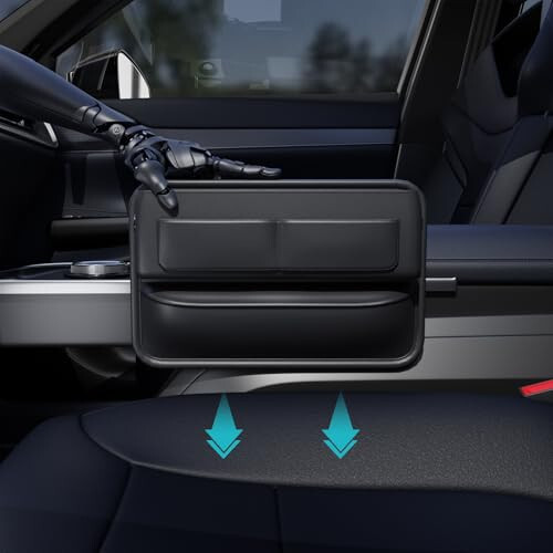 Wanfuder Car Seat Gap Filler Leather Car Box Seat Organizer and Storage Automotive Accessories with Pockets- Front Seats Car Adjustable Gap Filler for Phones, Glasses, Keys, Cards 1 Pack - 6