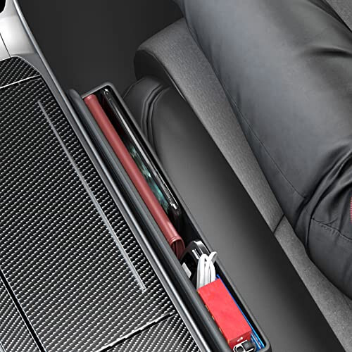 Wanfuder Car Seat Gap Filler Leather Car Seat Organizer and Storage Automotive Accessories - Front Seats Car Adjustable Gap Filler for Phones, Glasses, Keys, Cards - 12