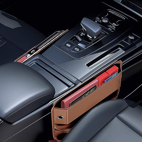 Wanfuder Car Seat Gap Filler Leather Car Seat Organizer and Storage Automotive Accessories - Front Seats Car Adjustable Gap Filler for Phones, Glasses, Keys, Cards - 11